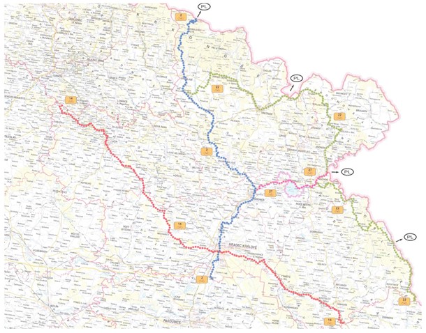 mapa - dálkové cyklotrasy