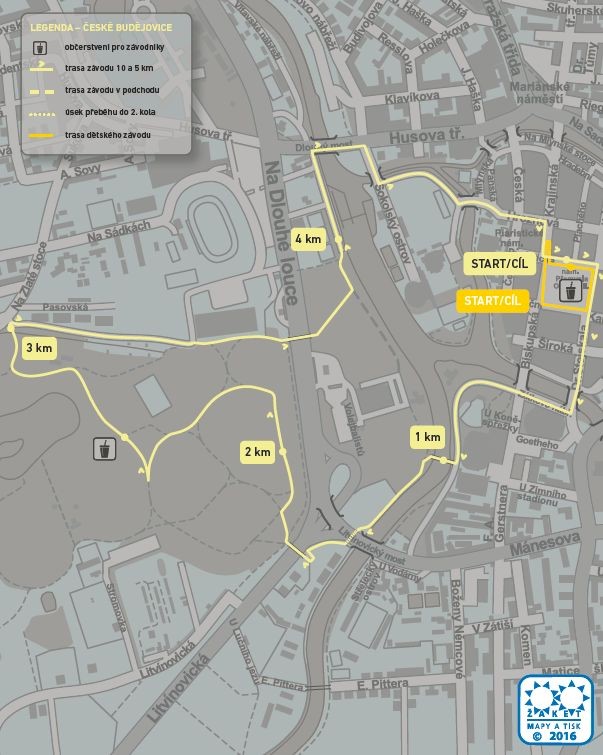 Trasa RunTour České Budějovice.