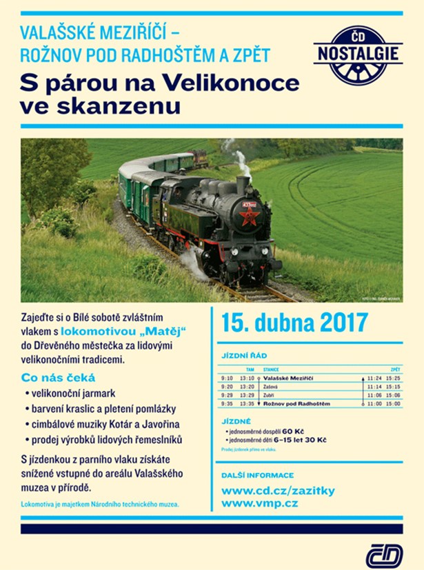 Program jízdy parního vlaku .