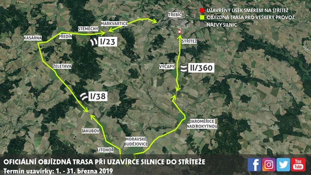 Objížďka 1.-31. března 2019.