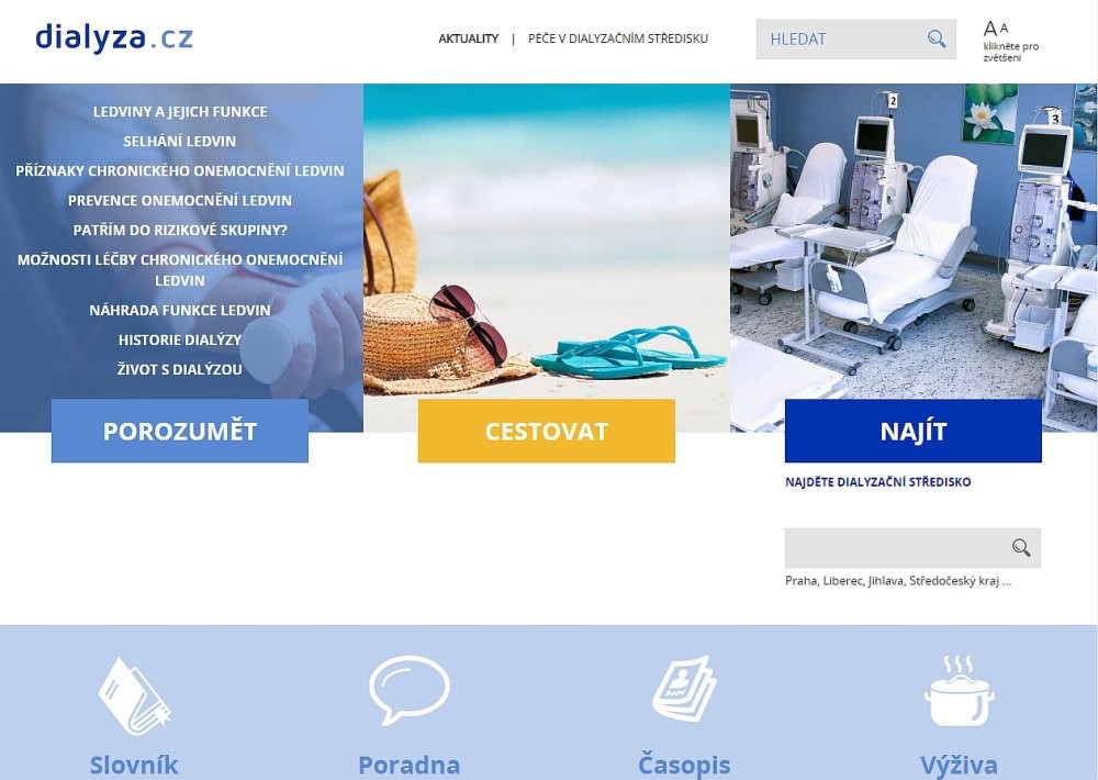 Pacienti s chronickým selháním ledvin nyní naleznou na internetu komplexní informace.