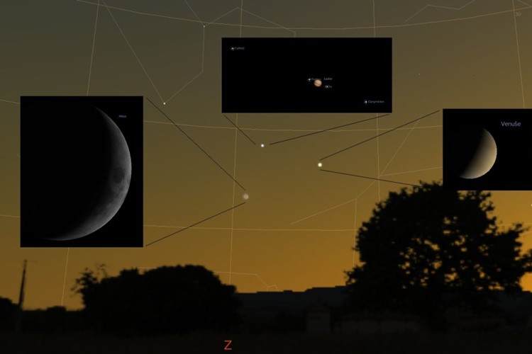 V sobotu spatříme seskupení dvou nejjasnějších planet s Měsícem
