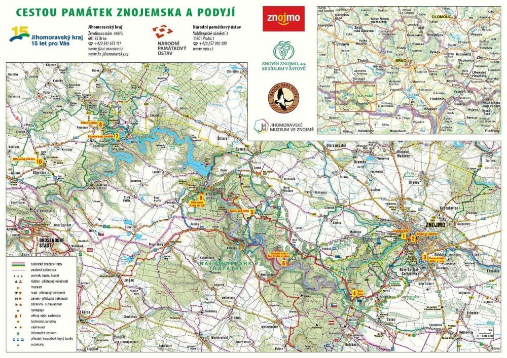 Mapa Cestou památek Znojemska a Podyjí.