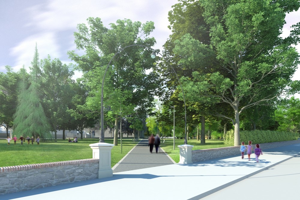 Vizualizace, jak bude park po revitalizaci vypadat.